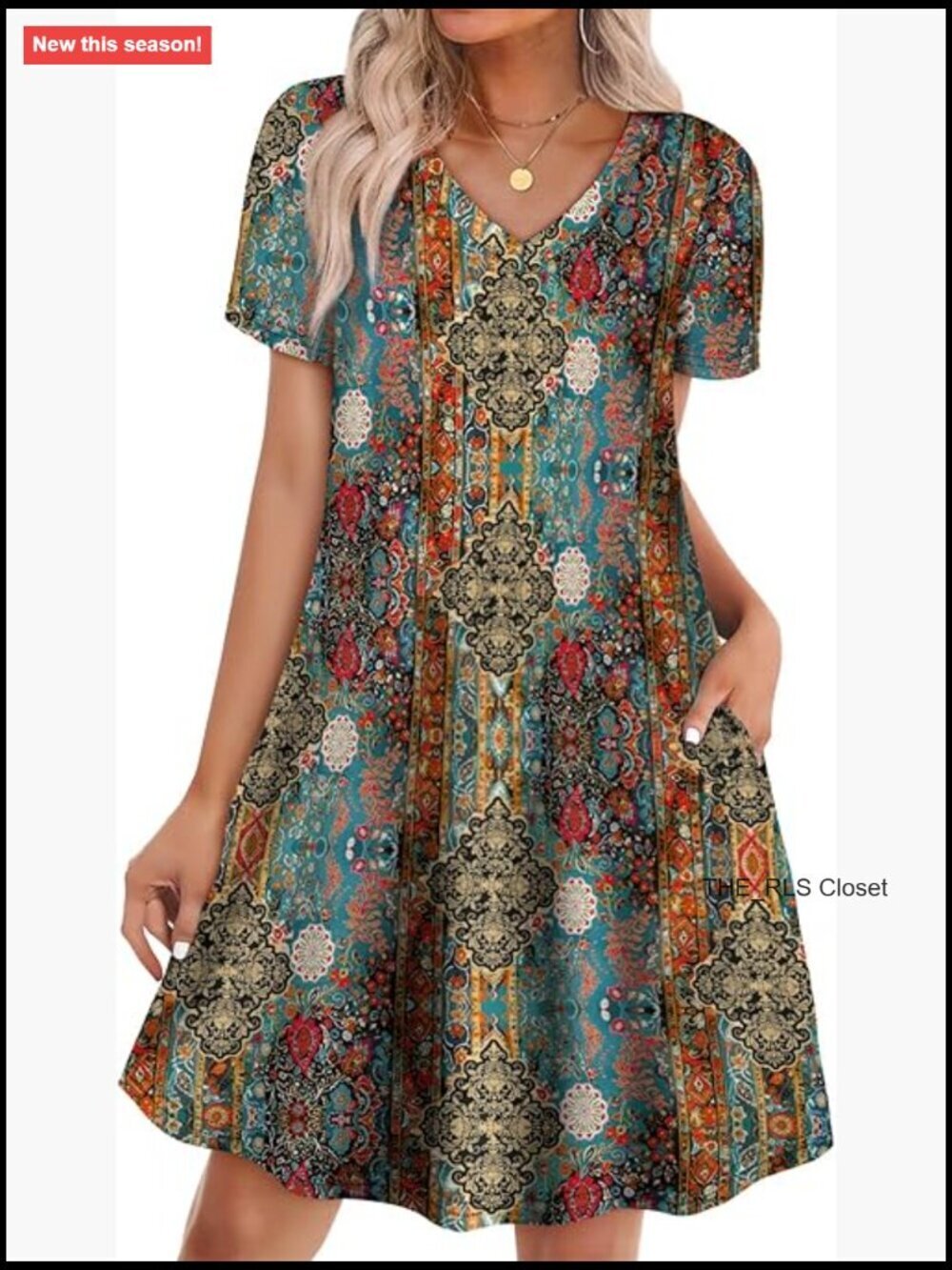 Casual Loose T-Shirt Dress with Pockets for Summer Beach Vacation